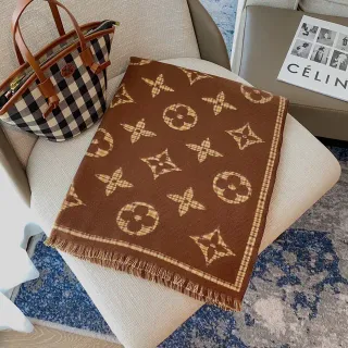 Louis Vuitton Monogram Brown and Beige Cashmere Scarf