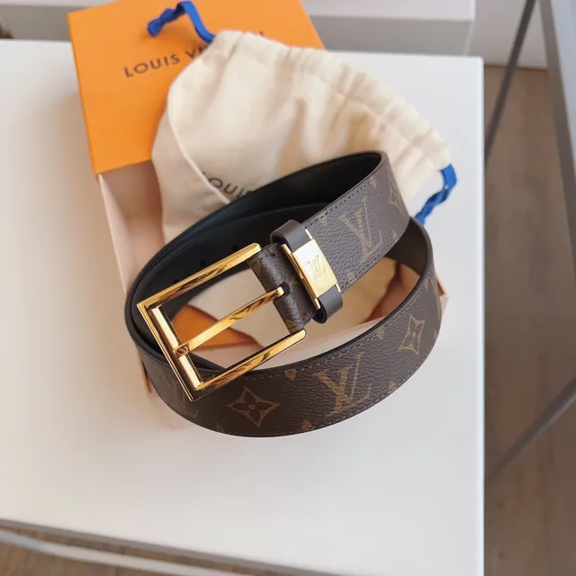 लुई विटन Monogram कैनवास बेल्ट भूरा काला रिवर्सिबल लेदर बेल्ट 2