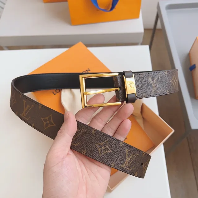 लुई विटन Monogram कैनवास बेल्ट भूरा काला रिवर्सिबल लेदर बेल्ट 3
