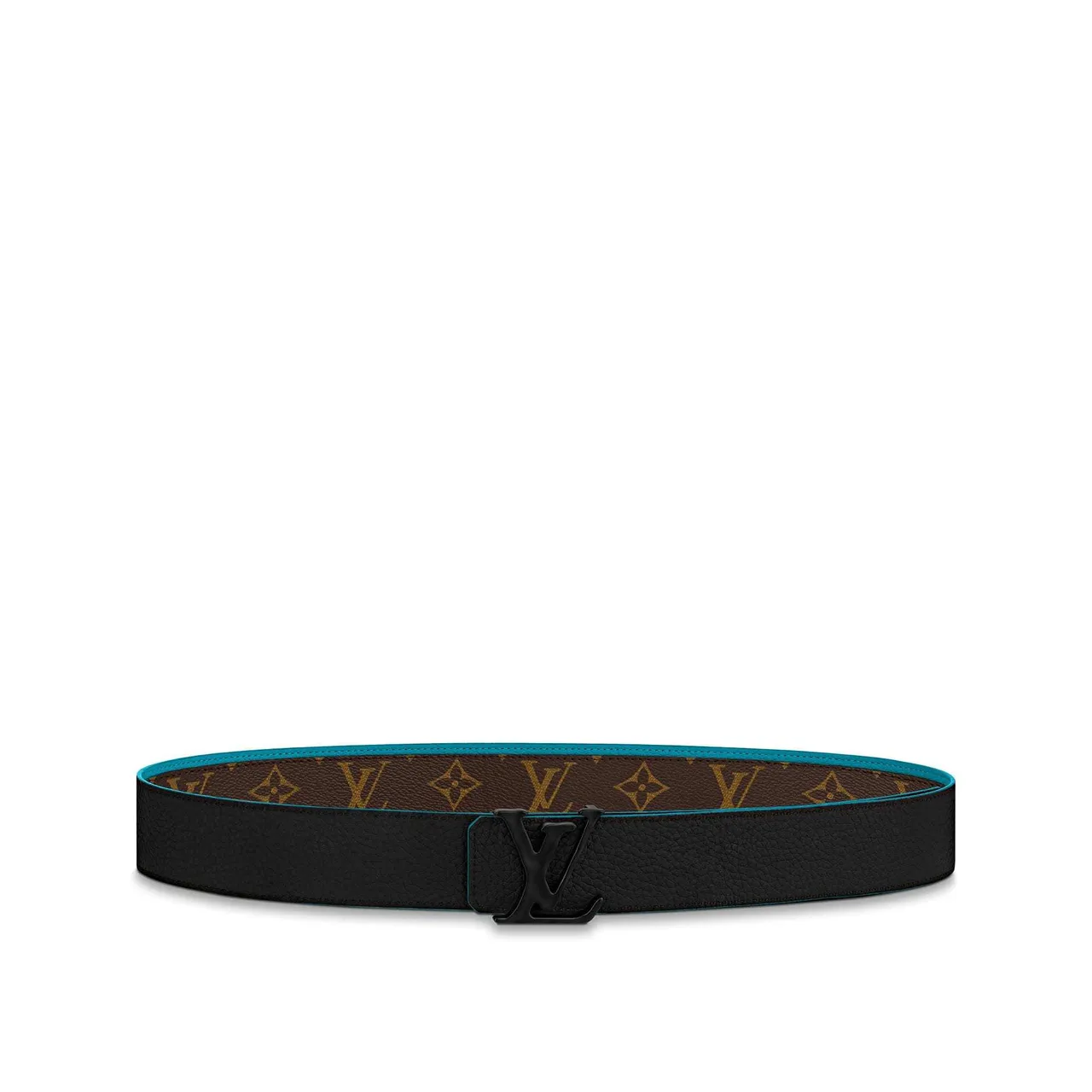 Louis Vuitton Monogram Canvas Belt Brown Blue Turquoise Edge Trim Leather Belt 4