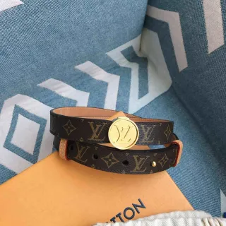 Louis Vuitton Monogram Canvas Belt Brown Gold Circular Buckle Leather Belt