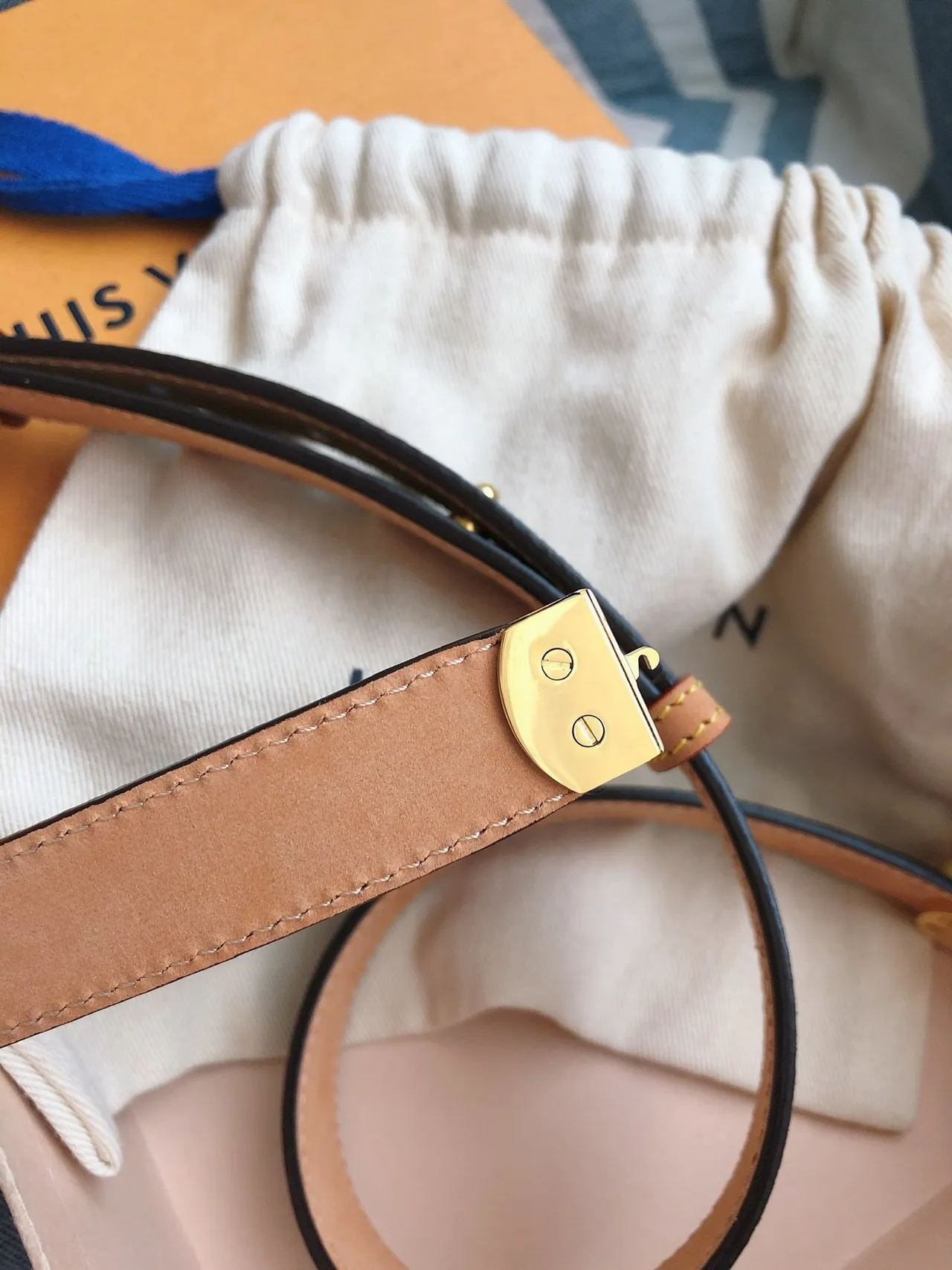 Louis Vuitton Monogram Canvas Belt Brown Gold Circular Buckle Leather Belt 3