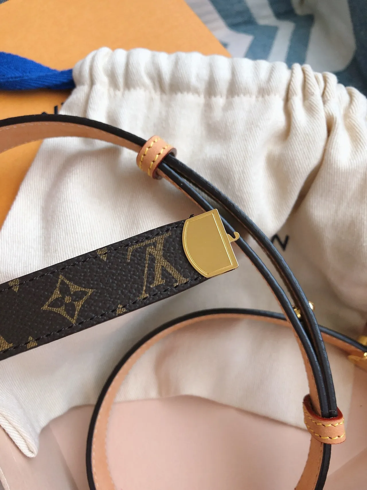 Louis Vuitton Monogram Canvas Belt Brown Gold Circular Buckle Leather Belt 5