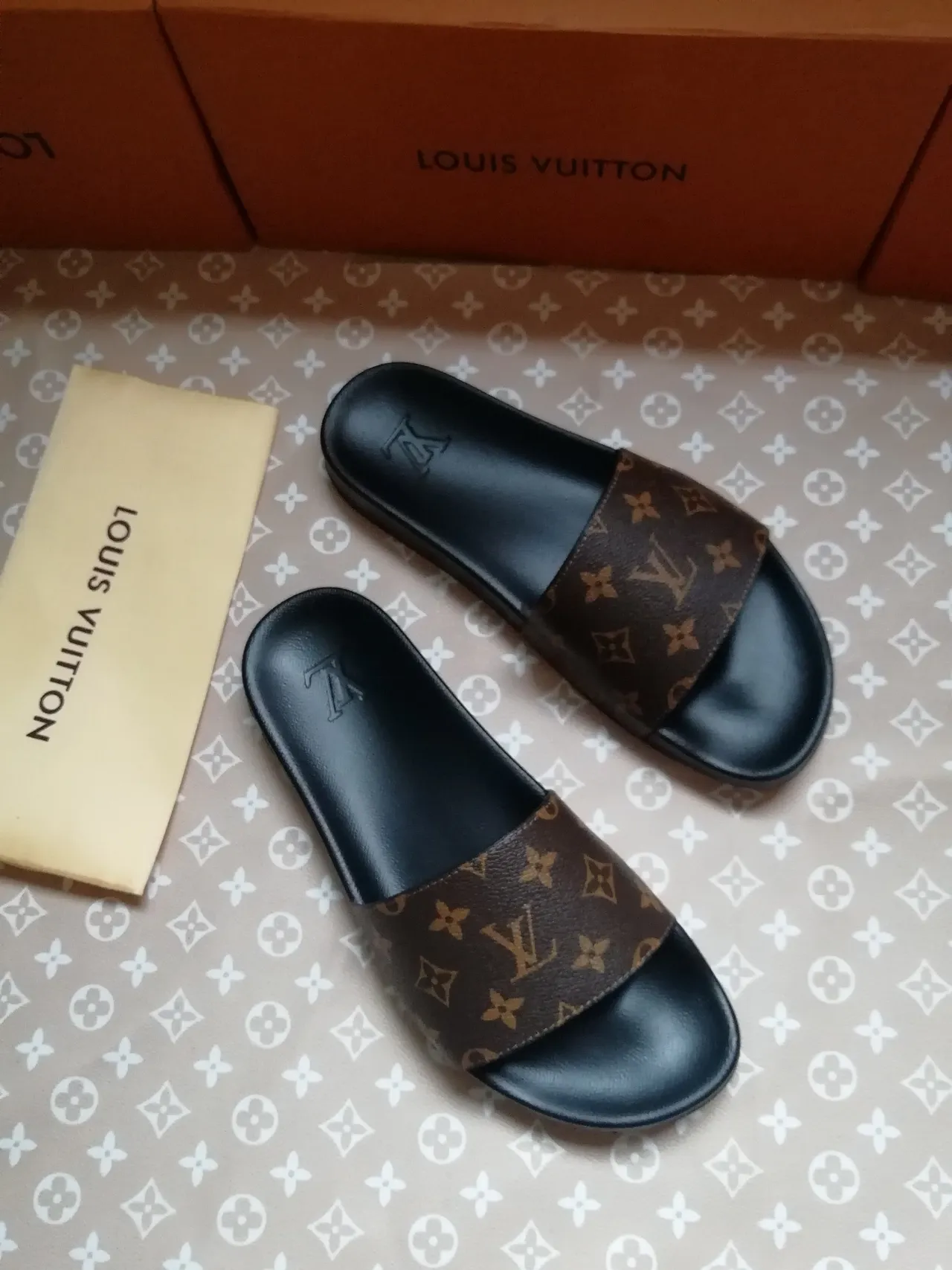 Louis Vuitton Monogram Canvas Black Slide Slippers 4