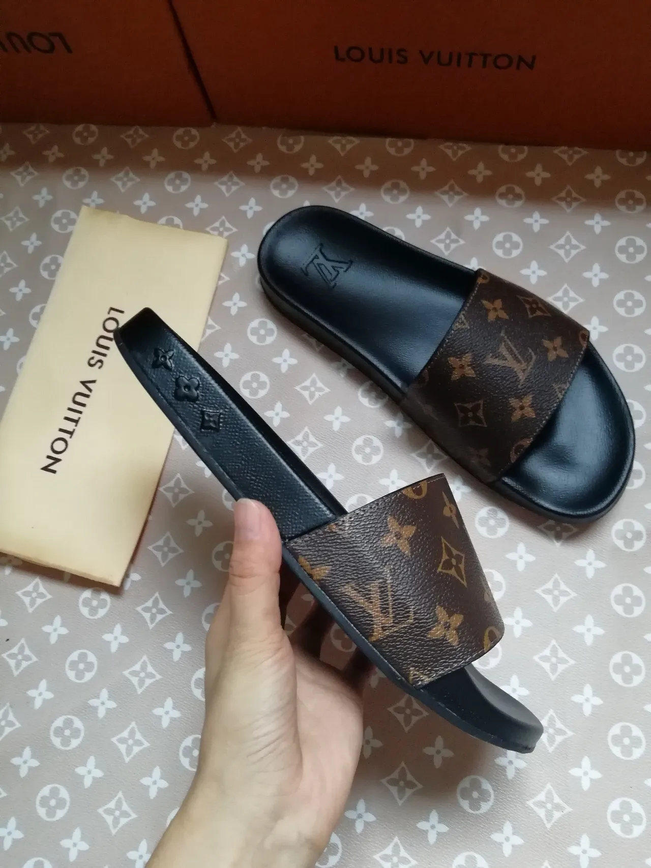 Louis Vuitton Monogram Canvas Black Slide Slippers 5