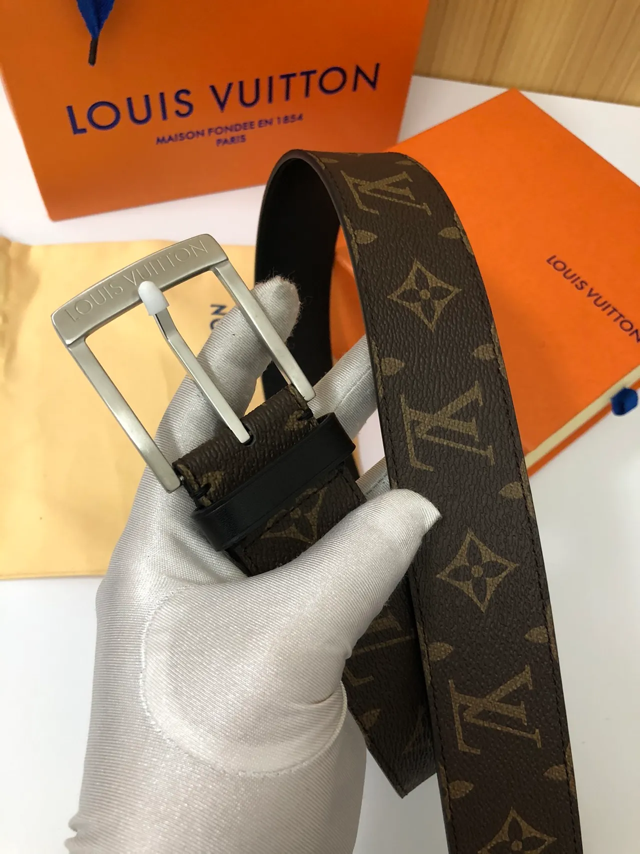 Louis Vuitton Monogram Canvas Brown Leather Belt 4