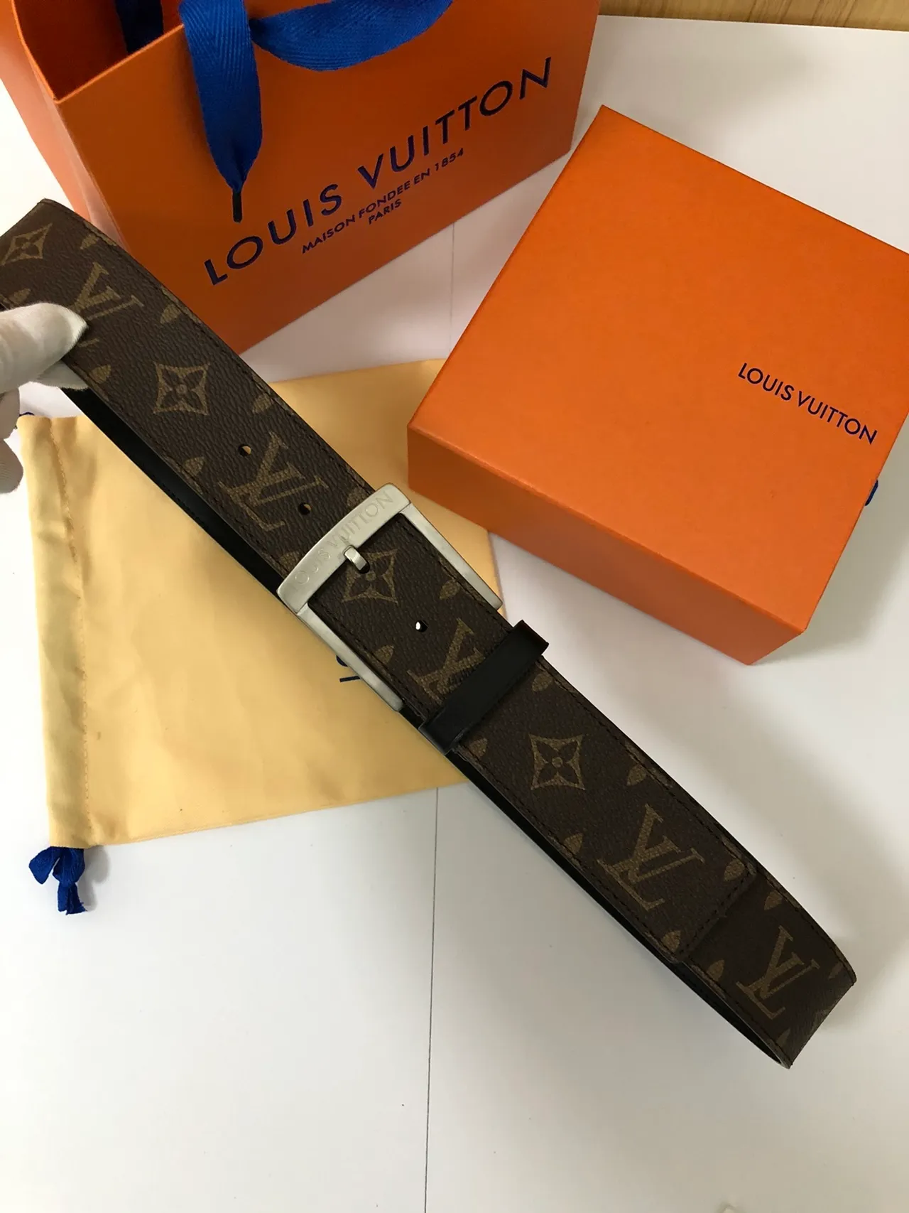 Louis Vuitton Monogram Canvas Brown Leather Belt 6