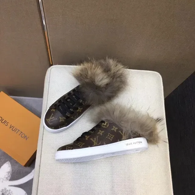 Louis Vuitton Monogram Canvas Fur-Trimmed Low-Top Sneakers 2