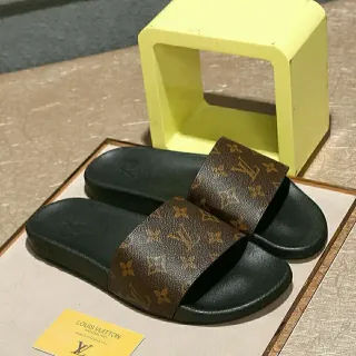Louis Vuitton Monogram Canvas Strap Black Slippers
