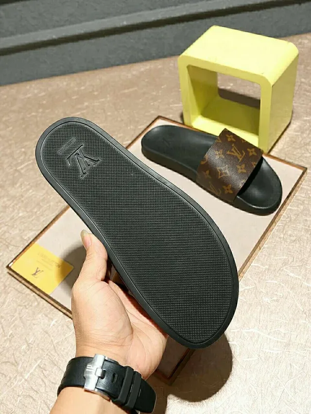 Louis Vuitton Monogram Canvas Strap Black Slippers 2