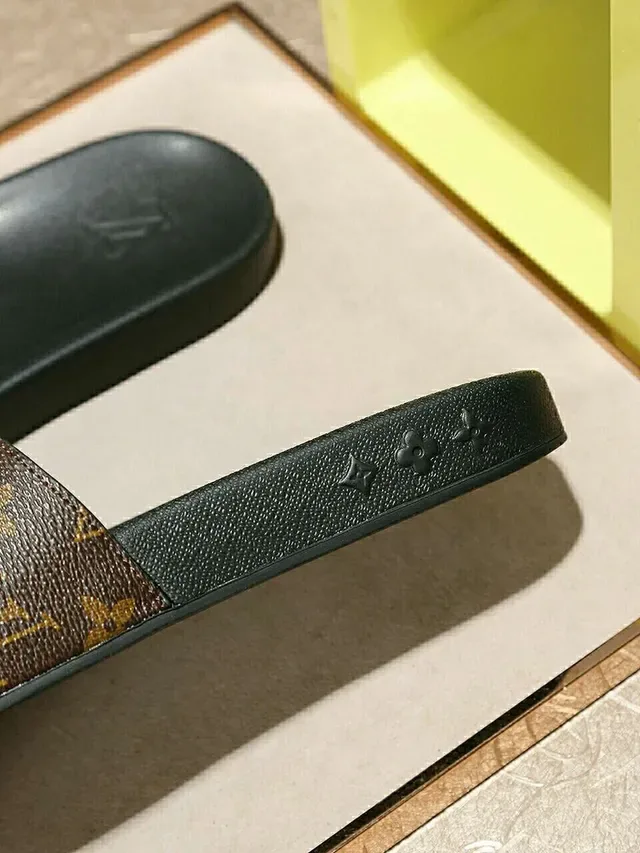 Louis Vuitton Monogram Canvas Strap Black Slippers 4