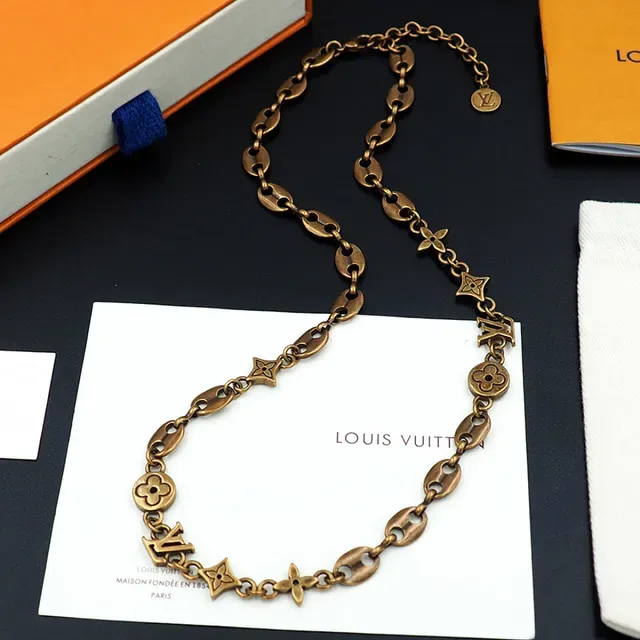 Louis Vuitton Monogram Chain Necklace Gold-Tone Metal Necklace 2