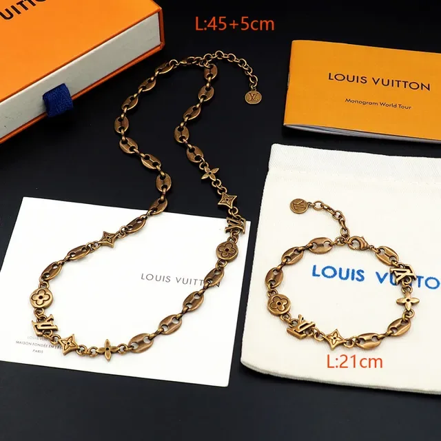 Louis Vuitton Monogram Chain Necklace Gold-Tone Metal Necklace 3