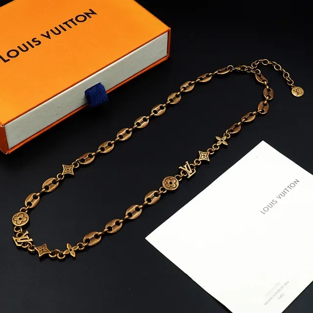 Louis Vuitton Monogram Chain Necklace Gold-Tone Metal Necklace 5
