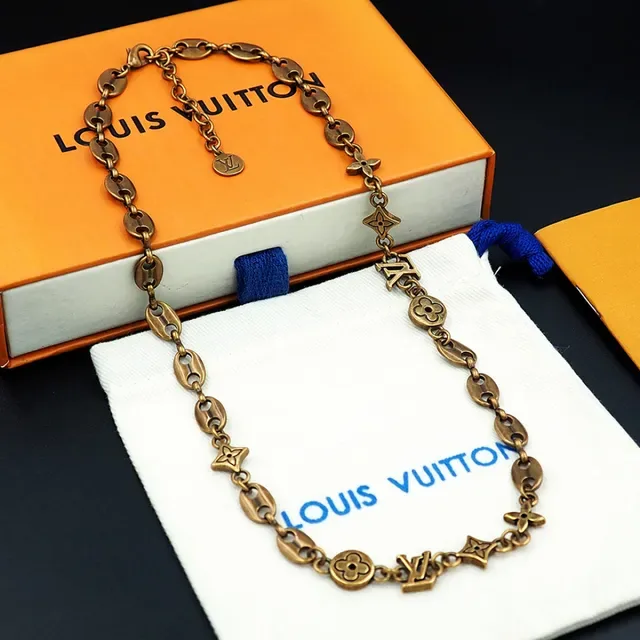 Louis Vuitton Monogram Chain Necklace Gold-Tone Metal Necklace 6