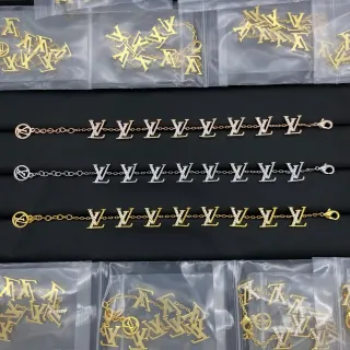 Louis Vuitton Monogram Charm Pave Crystal Gold Silver Bracelets