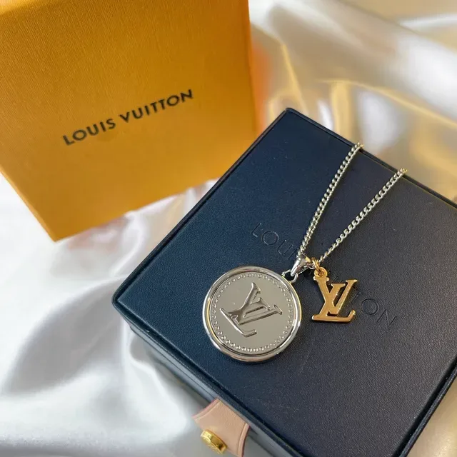 Louis Vuitton Monogram Coin Dual-Charm Silver Necklace 4