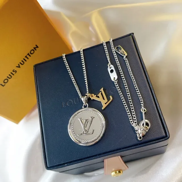 Louis Vuitton Monogram Coin Dual-Charm Silver Necklace 6