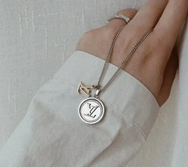 Louis Vuitton Monogram Coin Dual-Charm Silver Necklace 9