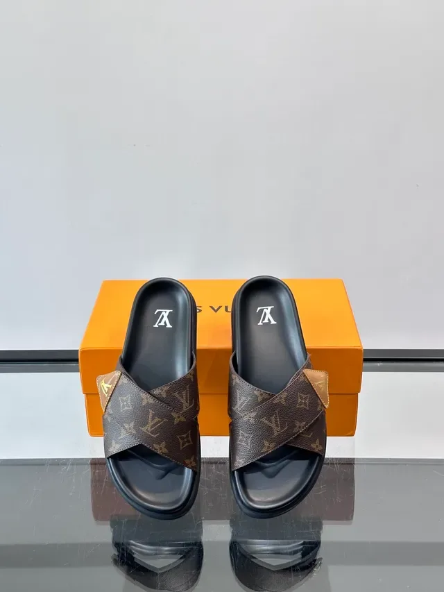 Louis Vuitton Monogram Cross-Strap Platform Slippers 4