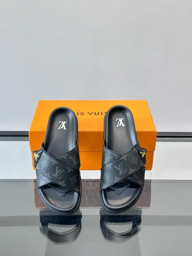 Louis Vuitton Monogram Cross-Strap Platform Slippers 5