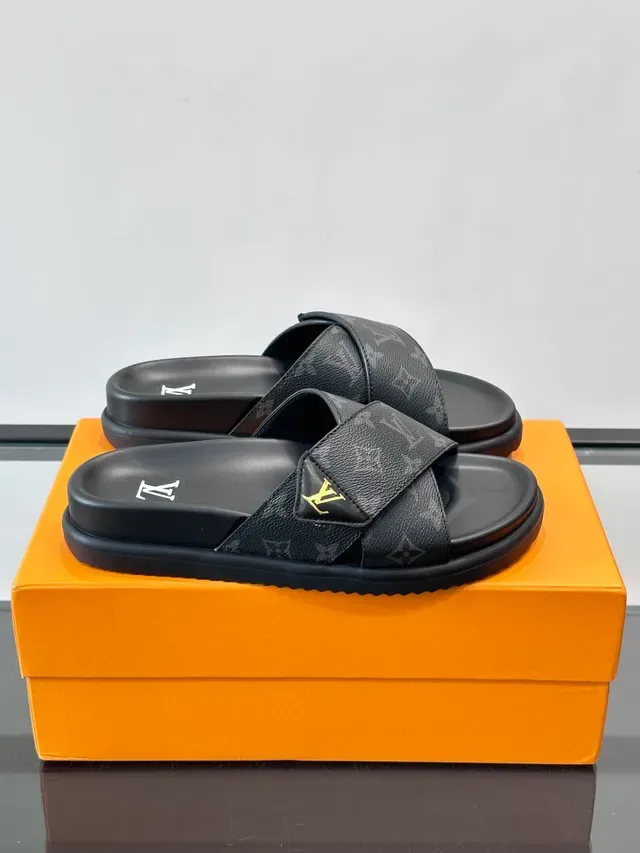 Louis Vuitton Monogram Cross-Strap Platform Slippers 8