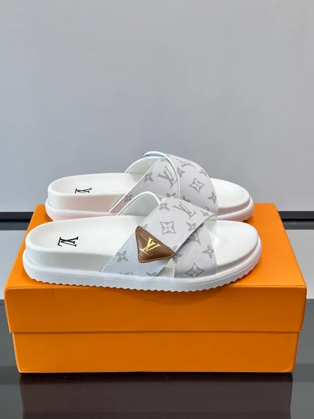 Louis Vuitton Monogram Cross-Strap Platform Slippers 9