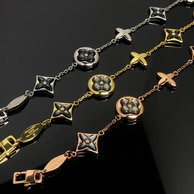 Louis Vuitton Monogram Flower Gold Black Chain-Link Floral Medallion Bracelet 2