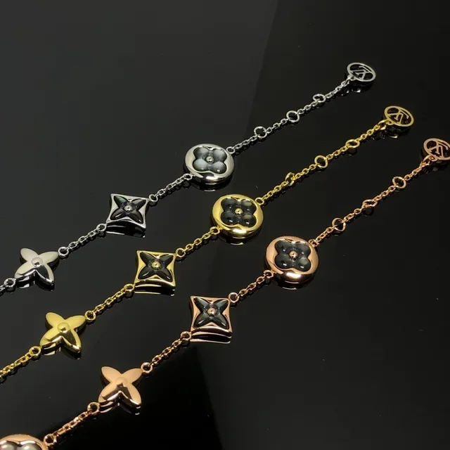 Louis Vuitton Monogram Flower Gold Black Chain-Link Floral Medallion Bracelet 3