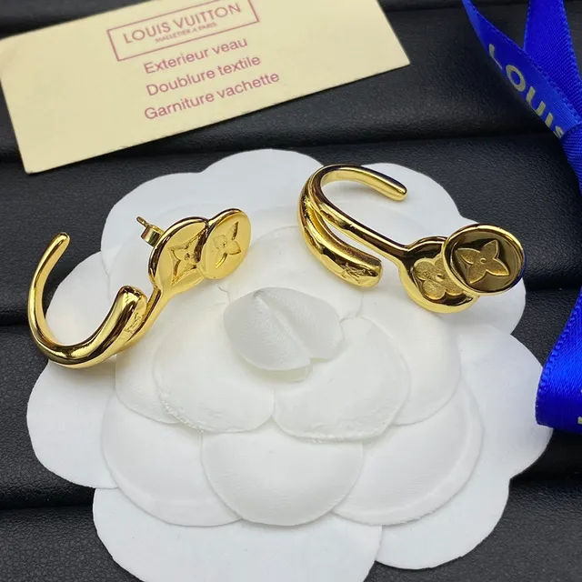 Louis Vuitton Monogram Flower Gold Silver Hinged Hoop Dual-Disc Earrings 3