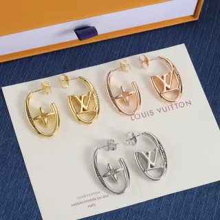 Louis Vuitton Monogram Flower Hoop Gold Silver Open Earrings