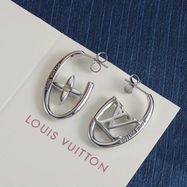 Louis Vuitton Monogram Flower Hoop Gold Silver Open Earrings 2