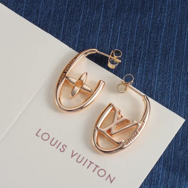 Louis Vuitton Monogram Flower Hoop Gold Silver Open Earrings 3