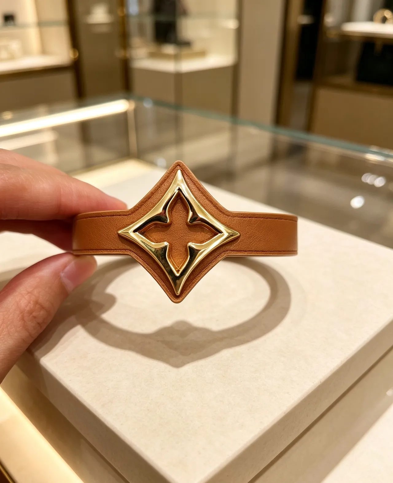 Louis Vuitton Monogram Flower Multicolor Gold Leather Strap Hardware Bracelet 4