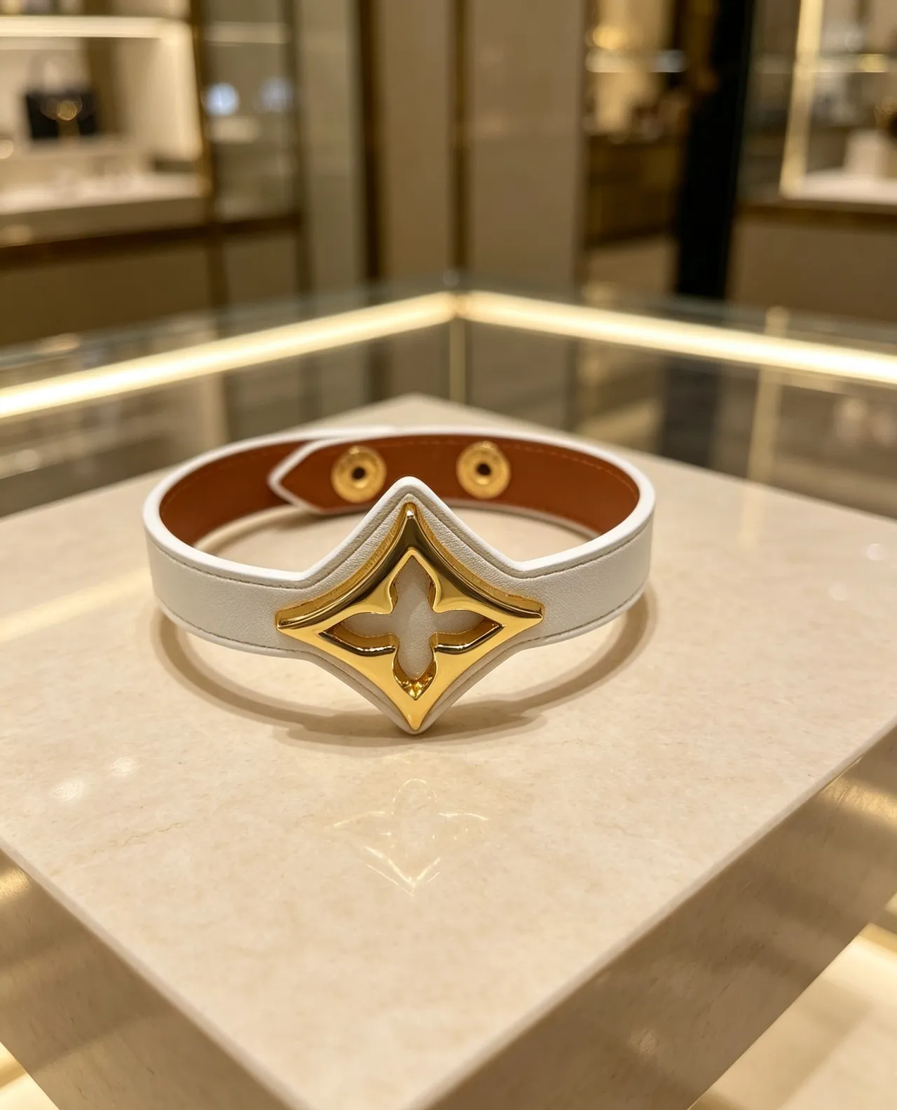 Louis Vuitton Monogram Flower Multicolor Gold Leather Strap Hardware Bracelet 6
