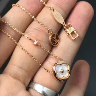 Louis Vuitton Monogram Flower Rose Gold-Tone Mother-of-Pearl Necklace
