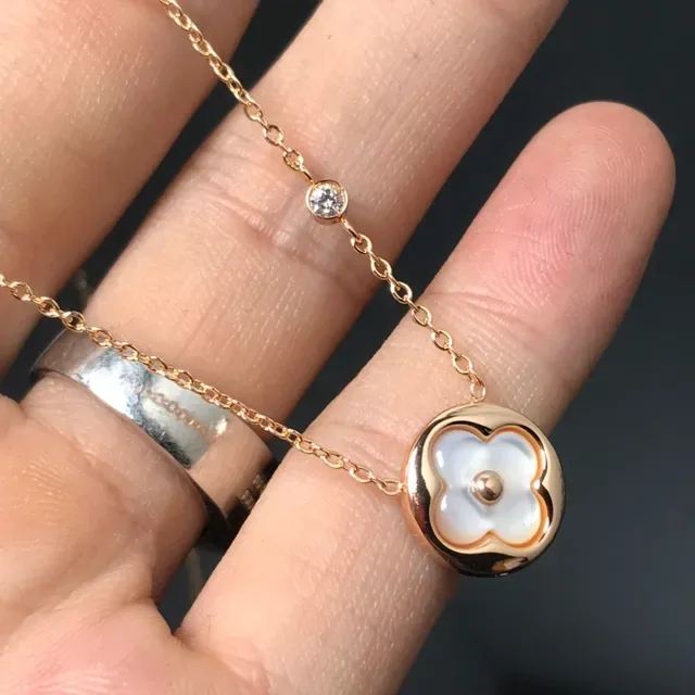 Louis Vuitton Monogram Flower Rose Gold-Tone Mother-of-Pearl Necklace 4