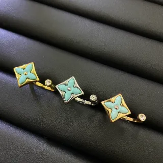Louis Vuitton Monogram Flower Turquoise Enamel Gold and Silver Tone Rings