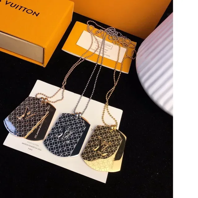 Louis Vuitton Monogram Grid Dog-Tag Pendant Necklaces 5