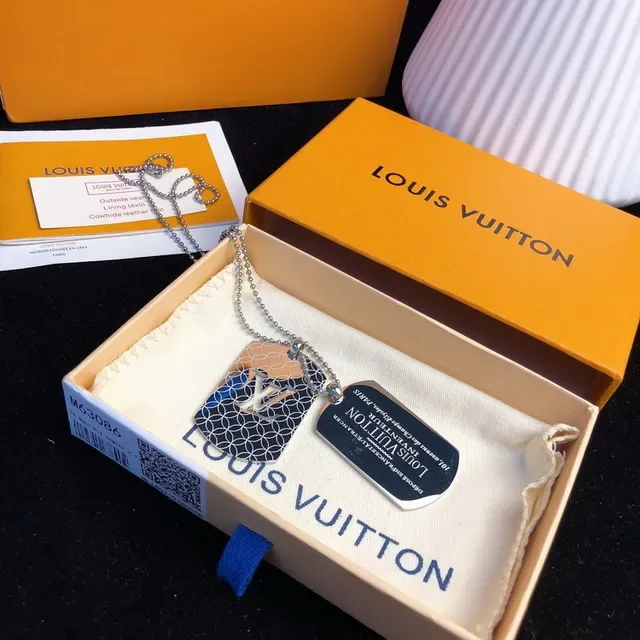 Louis Vuitton Monogram Grid Dog-Tag Pendant Necklaces 8