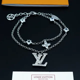 Louis Vuitton Monogram Icons Crystal-Embellished Double-Chain Bracelet