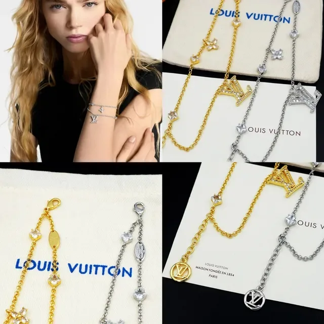 Louis Vuitton Monogram Icons Crystal-Embellished Double-Chain Bracelet 4