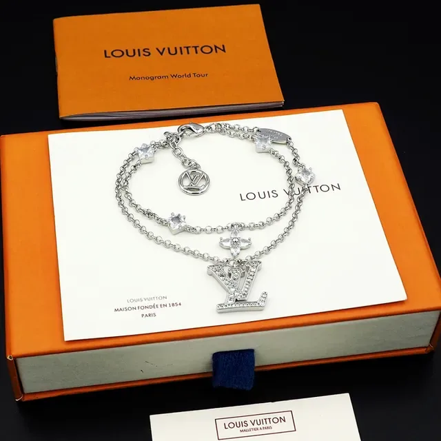 Louis Vuitton Monogram Icons Crystal-Embellished Double-Chain Bracelet 6