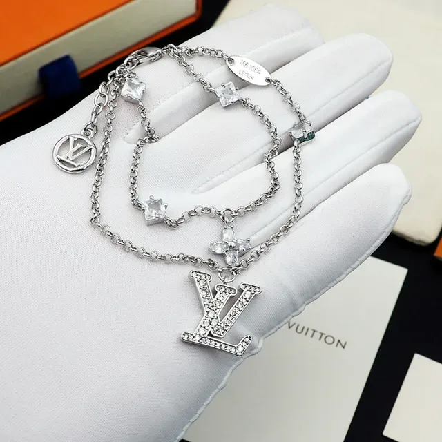 Louis Vuitton Monogram Icons Crystal-Embellished Double-Chain Bracelet 8
