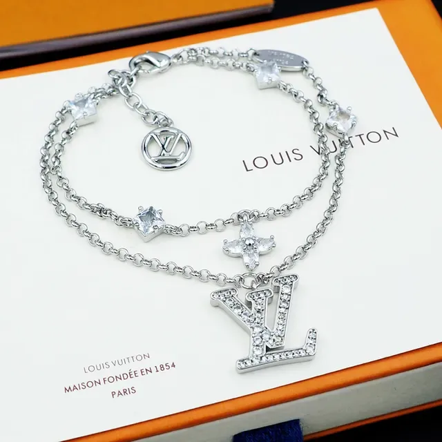 Louis Vuitton Monogram Icons Crystal-Embellished Double-Chain Bracelet 9