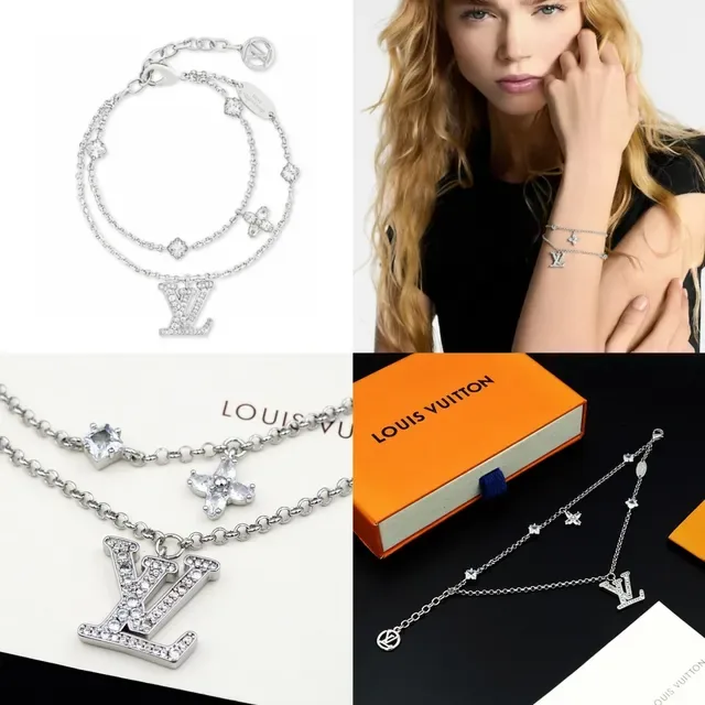 Louis Vuitton Monogram Icons Crystal-Embellished Double-Chain Bracelet 10