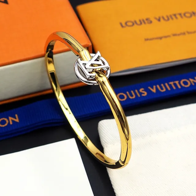 Louis Vuitton Monogram Knot Gold and Silver-Tone Bangle Bracelet 8