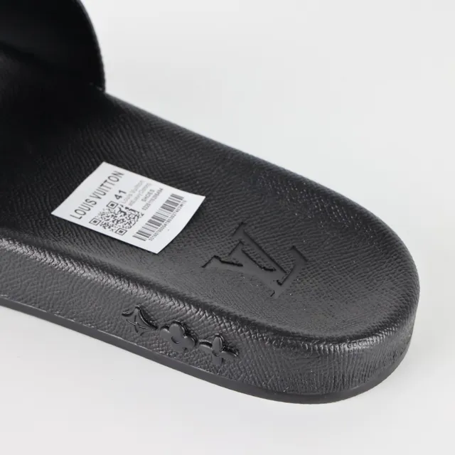 Louis Vuitton Monogram Print Black and White Slide Slippers 4