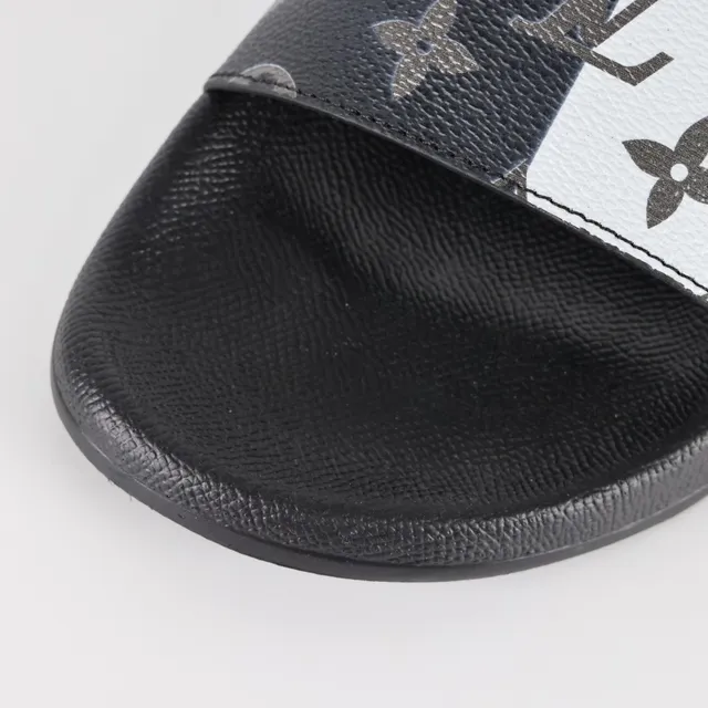 Louis Vuitton Monogram Print Black and White Slide Slippers 5