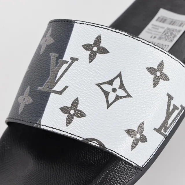 Louis Vuitton Monogram Print Black and White Slide Slippers 6